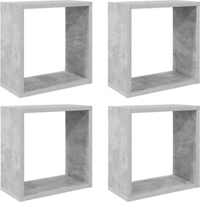 vidaXL 4 db betonszürke fali kockapolc 30 x 15 x 30 cm