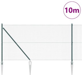 Hegesztett Drótkerítés 7 Cölöp Talppal Zöld 1.2x10 m Acél