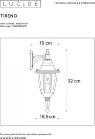 LUCIDE 11833-01-30 TIRENO Klasszikus Kültéri Fali Lámpa E27 IP44
