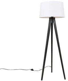 Háromlábú fekete lámpa vászon árnyékolóval fehér 45 cm - Tripod Classic