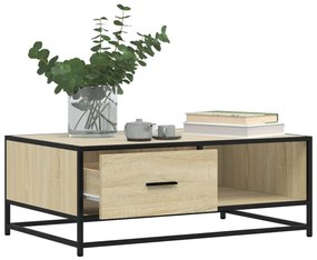 Sonoma tölgy szerelt fa és fém dohányzóasztal 90 x 57 x 35 cm
