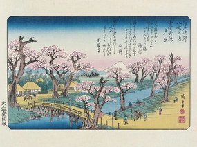Hokusai - Evening Glow At Koganei Border Festmény reprodukció, Utagawa Hiroshige, (40 x 30 cm)