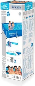Bestway AMALFI szögletes fémvázas medenceszett 300 x 201 x 66 cm