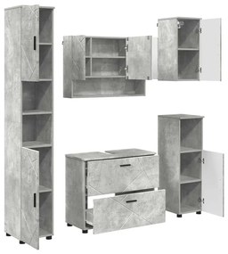 Fürdőszoba bútor szett 5 pcs Beton szürke 30 x 35 x 192 cm