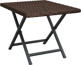 vidaXL barna összecsukható polyrattan asztal 45x35x32 cm