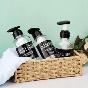 Kézi szappanadagolók, Pumpás flakonok címkével, 300 ml 3 db