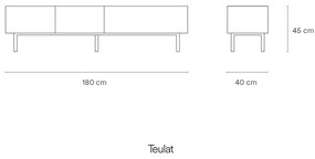 Fehér-natúr színű TV-állvány tölgyfa dekorral 180x45 cm Arista – Teulat