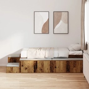 Ágykeret tárolóval fiókkal Régi fa 234 x 103 x 53.5 cm Faanyag
