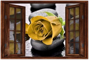 Poszterek 120x80 Sárga rózsa köveken