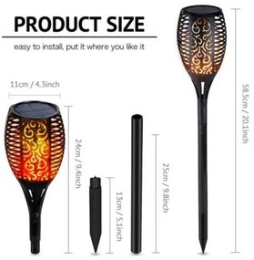 47 Cm Napelemes Lángokat Imitáló Hangulatfáklya Falra is Szerelhető XF-6006