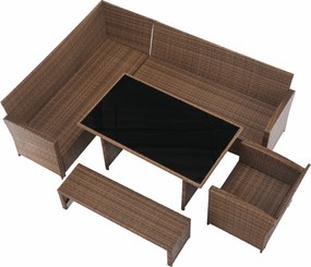 Kerti rattan szett, szürkésbarna/világosbarna, SAGIR