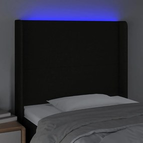 fekete szövet LED-es fejtámla 93x16x118/128 cm