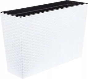 Virágágyás Werbena rattan kaspó fehér lamella