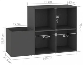 szürke szerelt fa előszobai cipősszekrény 105 x 35,5 x 70 cm