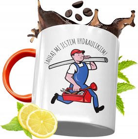 Narancssárga Bögre Vízvezeték Szerelőnek Ajándék fényképes nyomattal