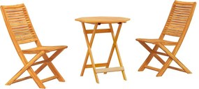 vidaXL Összecsukható Bistro Szett 3 pcs Barna Tömör Akácfa