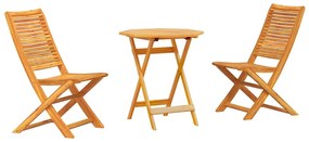 vidaXL Összecsukható Bistro Szett 3 pcs Barna Tömör Akácfa