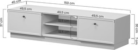 Lorini TV-szekrény 150 cm fiókokkal - kasmír / fekete T-bar fogantyúk