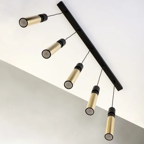 Jupiter 2012 - Csillár zsinóron ALAS 5xGU10/10W/230V fekete/arany