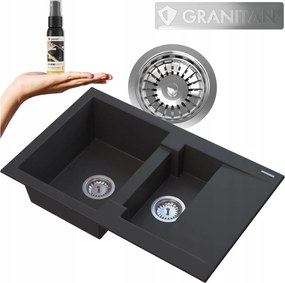 Gránit mosogató Forma másfél kamrás konyhai mosogató szett Szifon 3az1ben