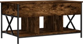 vidaXL füstös tölgy szerelt fa és fém dohányzóasztal 100 x 55 x 50 cm