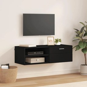 TV szekrény fiókkal polcokkal Fekete 100.5 x 39 x 30 cm Faanyag