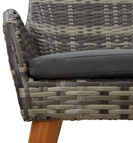 3 darabos Kerti Étkező Szett Szürke Poli Rattan