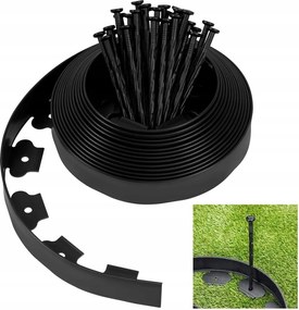 Kerti Gyepszegély 20m Magas 5cm Rugalmas 60 csapos Fekete