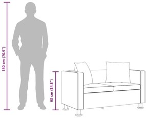 fekete 2 személyes műbőr kanapé