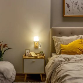 Brilagi - LED Fali lámpa NUBILA WOOD 1xE27/25W/230V + LED/3W tölgy/fehér