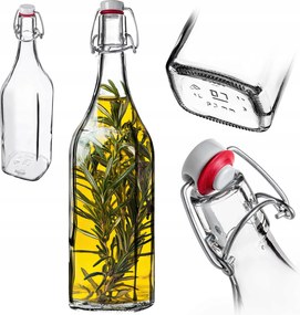 Üvegpalack 1L Olaj Ecet Ital Víz Mechanikus Dugóval