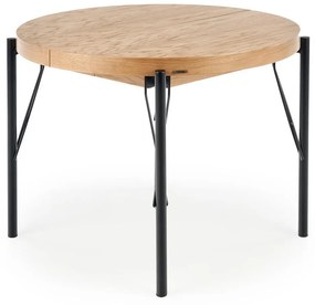 Asztal Houston 1375Fekete, Tölgy, 76cm, Hosszabbíthatóság, Közepes sűrűségű farostlemez, Természetes fa furnér, Fém