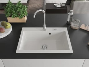 Mexen Elix gránit mosogató 1-medencés 700 x 500 mm, fehér, króm szifon - 6526701005-20