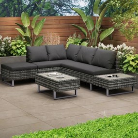 Kerti bútor szett 5 személyes rattan asztal sarokkanapéhoz