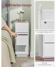 Keskeny éjjeliszekrények, 2 darabos szett,2 fiókkal balra vagy jobbra szerelhető, felhő fehér