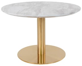 Fehér-aranyszínű kerek dohányzóasztal márvány dekoros asztallappal 70x70 cm Bolzano – House Nordic