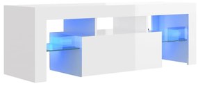magasfényű fehér TV-szekrény LED-lámpákkal 120 x 35 x 40 cm