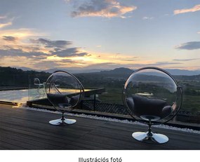Függő fotel állvánnyal, átlátszó/ezüst/szürke, BUBBLE NEW TYP 2