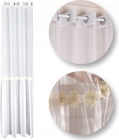 Függöny kész függöny arany virágok 3D gyöngyökkel 140x250 Isen