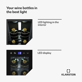 Klarstein Shiraz 14 Slim Uno borhűtő, 14 palack, 5 - 18 °C érintésvezérlés