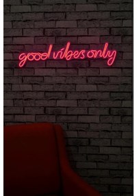 Műanyag LED-es fali dekoráció, Good Vibes Only - Pink