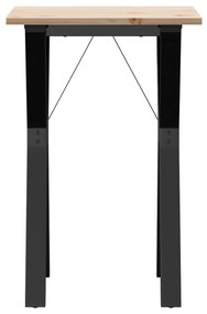 tömör fenyőfa és acél étkezőasztal Y-vázzal 50x50x75 cm