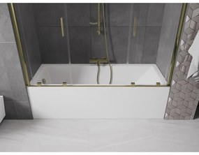 Mexen Velar Duo, 2 szárnyas eltolható kádparaván 200 x 150 cm, 8mm átlátszó üveg, arany fényes profil, 896-200-000-02-50