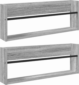 vidaXL Magazin állvány 2 pcs Szürke Sonoma 80 x 12 x 30 cm Faanyag