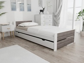 IKAROS DOUBLE ágy 90 x 200 cm, fehér/trüffel tölgy Ágyrács: Léces ágyrács, Matrac: Matrac nélkül