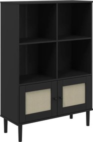 vidaXL SENJA fekete rattanhatású tömör fenyő könyvszekrény 90x35x130cm