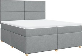 vidaXL világosszürke szövet rugós ágy matraccal 200 x 200 cm