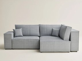 Szürke kordbársony kinyitható-tárolóhelyes sarokkanapé (jobb oldali-L alakú) Tonga – Maison de Rêve