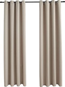 vidaXL 2 db bézs sötétítőfüggöny fémgyűrűkkel 140 x 225 cm