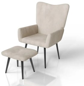 Juskys Odense fotel lábtartóval – bézs